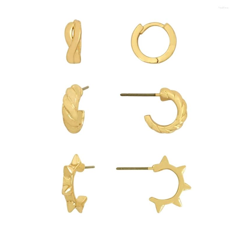 

Hoop Earrings 3 Pairs Gold Color Huggies Small Large Circle Hoops Shape Statement Women Girls Unique Metal Jewelry