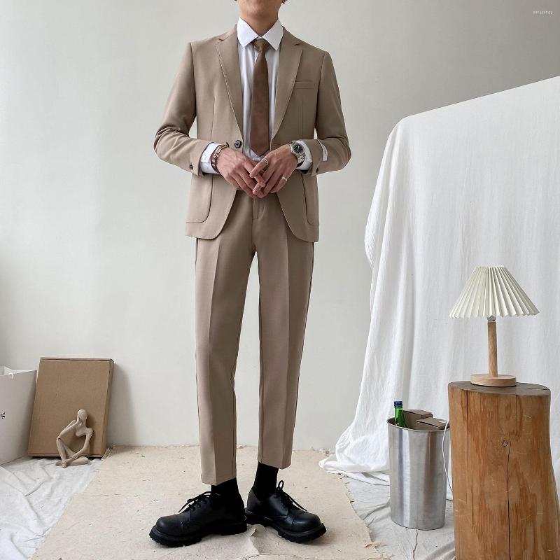 

Men' Suits 2023 Arrival Spring And Autumn Men Fashion Loose Solid Color Suit Male Wedding Groom Blazer Two Pieces Set Clothing H263, Kaqi