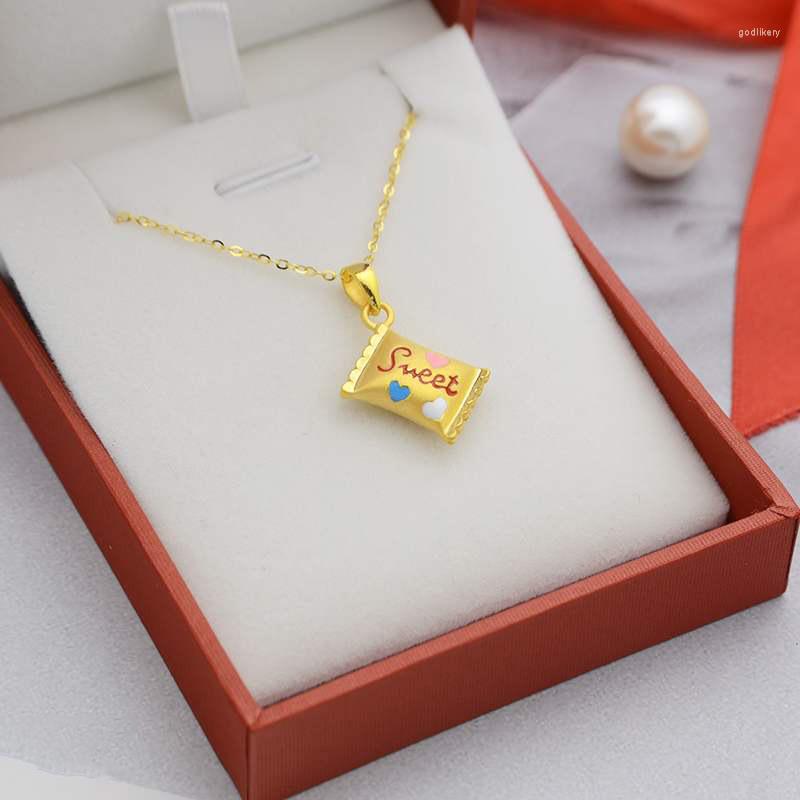 

Chains 2023 Personality Cute 24K Gold Plated 3D Hard Candy Mini Pendant