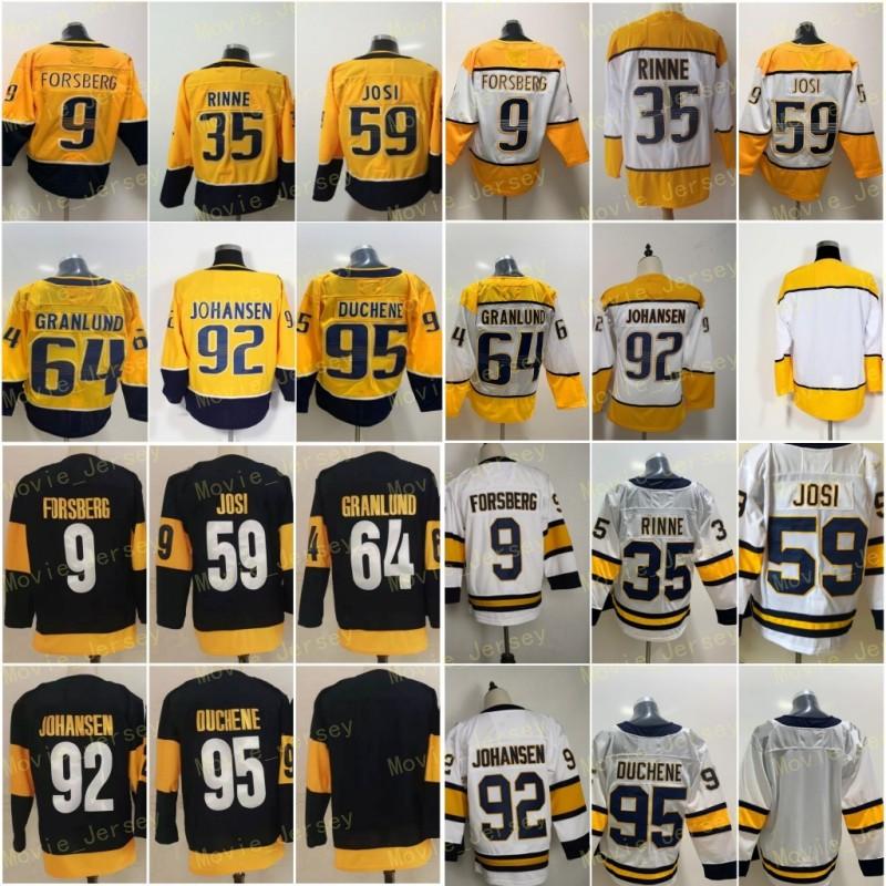 

2022 Stadium Series 35 Pekka Rinne Jersey 9 Filip Forsberg 59 Roman Josi 64 Mikael Granlund Matt Duchene Ryan Johansen Yellow White Hockey M, Men