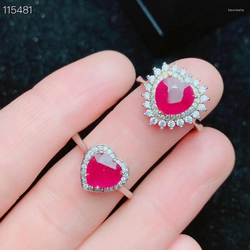 

Cluster Rings Elegant Natural And Real Ruby Ring 925 Sterling Silver Finger For Woman Wedding Party Female Gift Wholesale