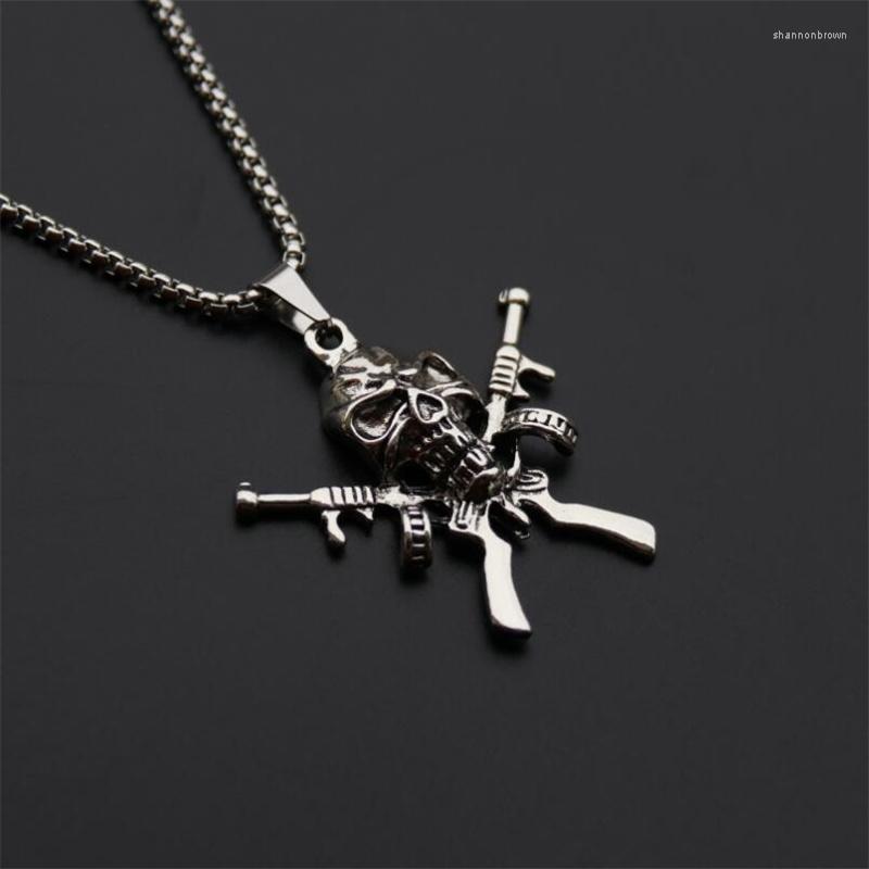 

Pendant Necklaces 2023 Personality Creative Hip-hop Stainless Steel Chain Pirate King Machine Gun Men's Domineering Necklace Jewelry