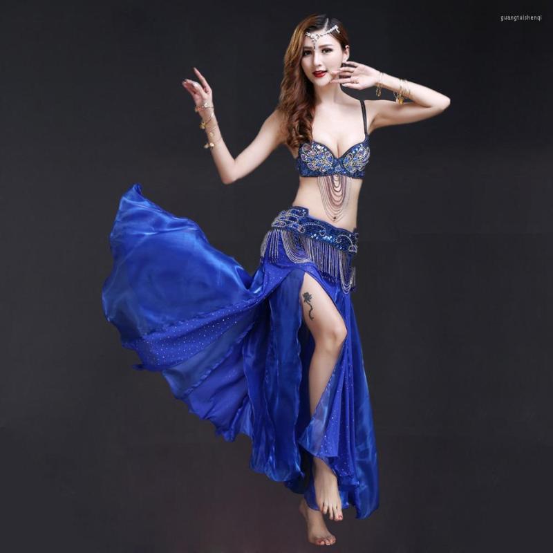 

Stage Wear 2023 Women Oriental Belly Dance Clothing Bra B Cup Long Skirt Egypt Costume Set Beaded Belt, Red