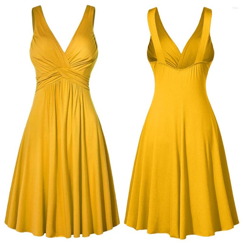 

Casual Dresses Plus Size XL-5XL Women's V-neck Dress Ball Gown Retro Sling Pleated Slim Flare Party Vestidos De Fiesta Female Sundress, Pink