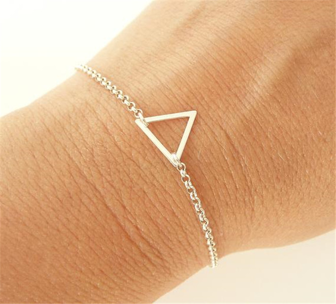 

30PCS Tiny Open Triangle Bracelets Chevron Triangle Outline Bracelet Simple Hollow Line Geometric V Bracelets for Women