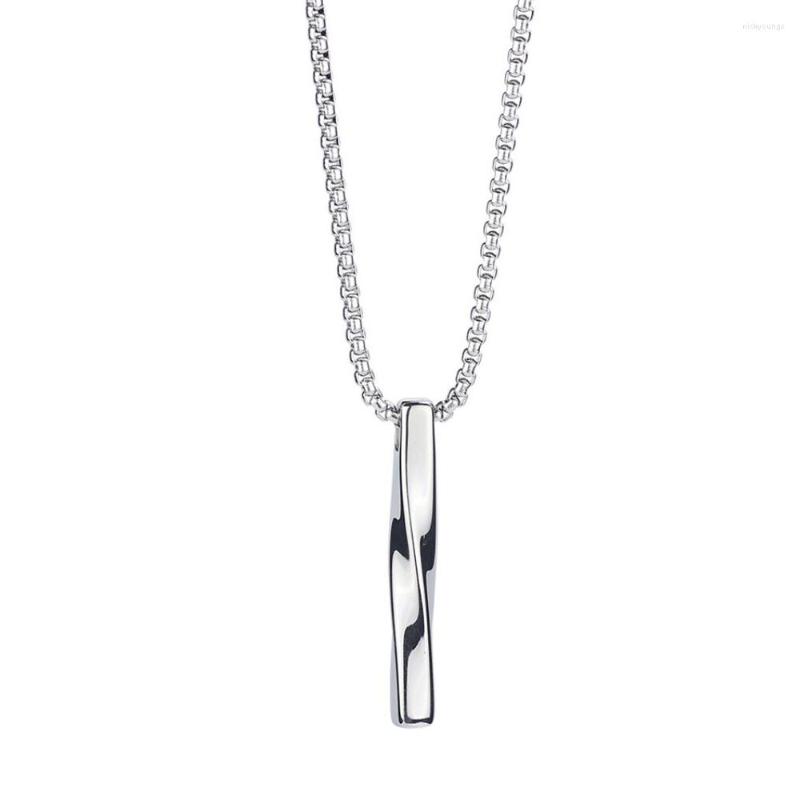

Chains Stainless Steel Long Bar Twist Minimalism Pendant Necklace Jewelry Gift With Chain For Men Women