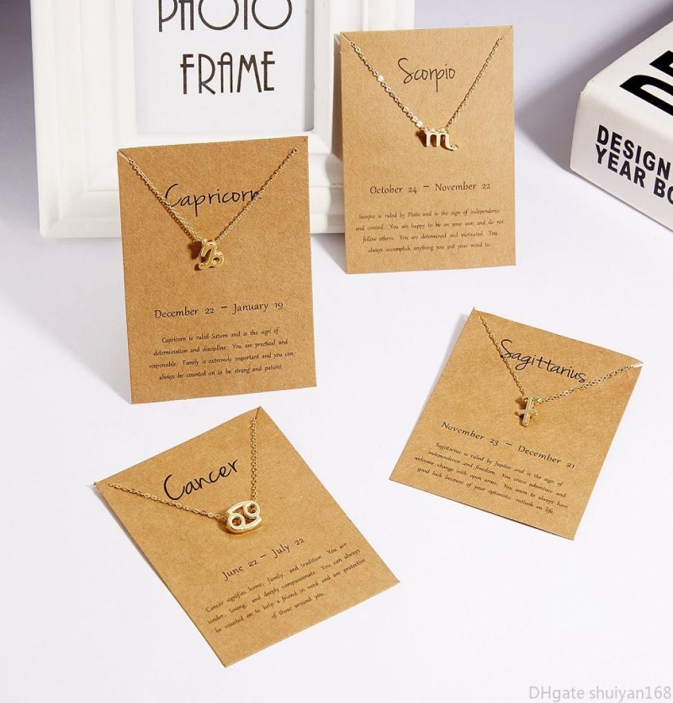 

12 Constellation Zodiac Pendant Necklaces with Card Charm Chains Necklace for Men Women Fashion Statement Jewelry Valentine039s6891295