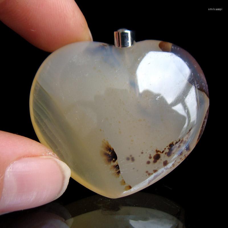 

Pendant Necklaces Real Natural Dendritic Moss Agate Polished Heart Crystal Slice Brazil Healing Reiki Stone Mineral Necklace SS999