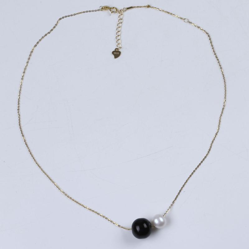 

Chains 925Sterling Silver Gold Chain With Pearl Necklaces Plated CLASSIC Pendant Link Daking Jewellery