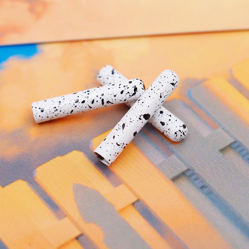 

4pcs/set Black and White Spotted 3.8mm*22mm Metal Closed-top Shoe Shoelace Head Footwear Accessories Custom Name Shoelace Charm