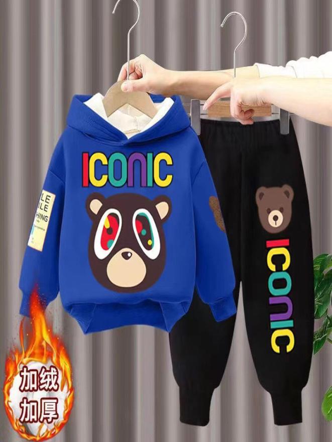 

2022 New sets Children039s Suit Plush Thickened Two Piece Warm Designer Dress Soccer Set8261428, Beige