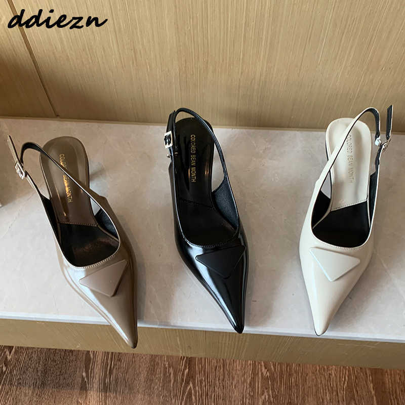 

Low Heel Shoes for Woman New 2023 in Fashion Pointed Toe Shallow Ladies Pumps Sandals Footwear Buckle Strap Luxury Female Shoes 0316, Black