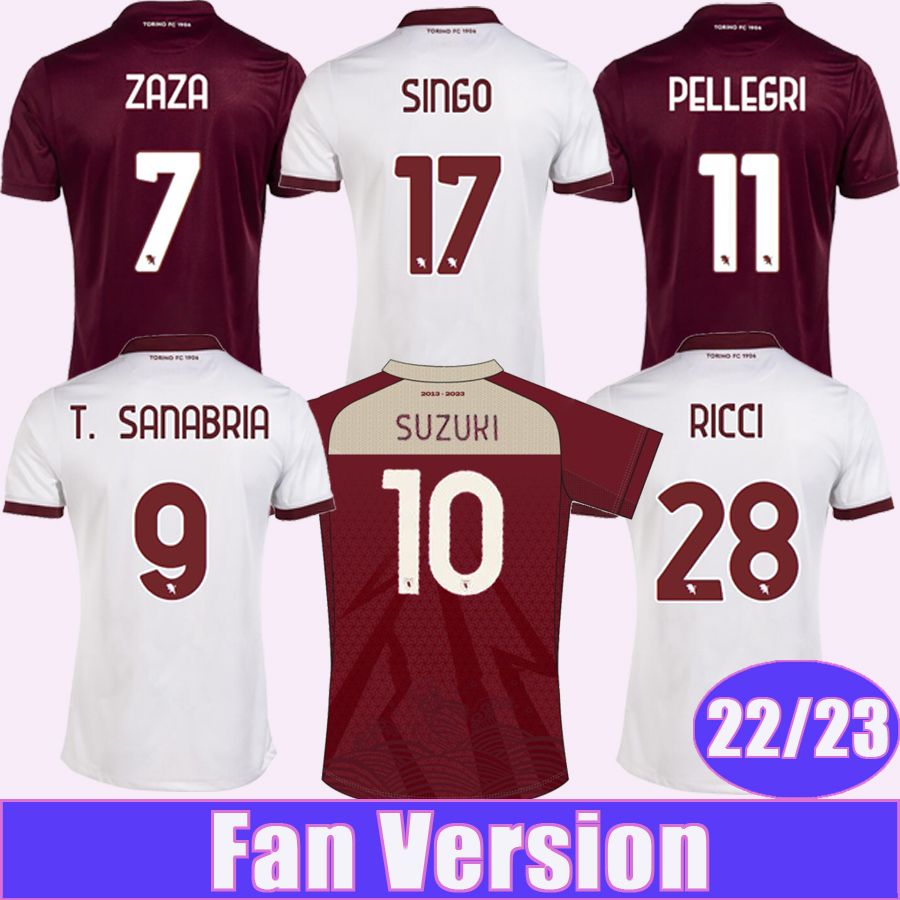 

22 23 Torino FC ZAZA Mens Soccer Jerseys RICCI ZIMA T. SANABRIA LUKIC PELLEGRI SINGO SECK Home Away 3rd Limited Edition Football Shirts, Qm11171 22 23 home no patch