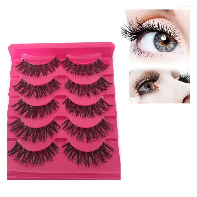 

False Eyelashes 5 Pairs Fashion Women Soft Natural Long Cross Fake Eye Lashes Handmade Thick Extension Beauty Makeup A539