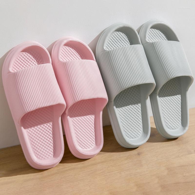 

Slippers 2023 Women Summer Simple Solid Color Lovers Slide Shoes Thick Non-slip Bathroom Soft Ins Tide To Wear Cool, 1908-drak blue
