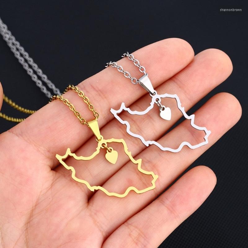 

Pendant Necklaces Fashion Map Necklace For Women Girls Stainless Steel Jewelry