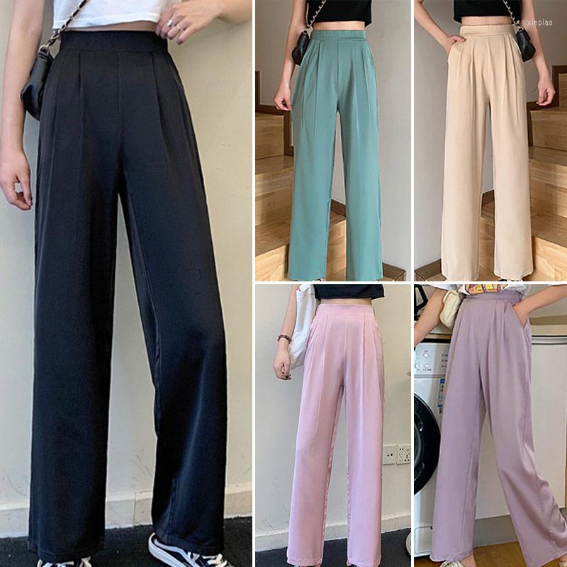 

Women's Pants Spring Summer Straight Wide Leg Korean Style Loose High Waist Casual Trousers Solid Office Harajuku, 04
