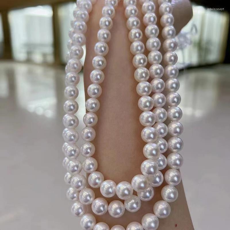 

Chains Pearl Necklace For Women White 10-11mm Jewelry Luster 925 Sterling Sliver Clasp Nice Gift Girls