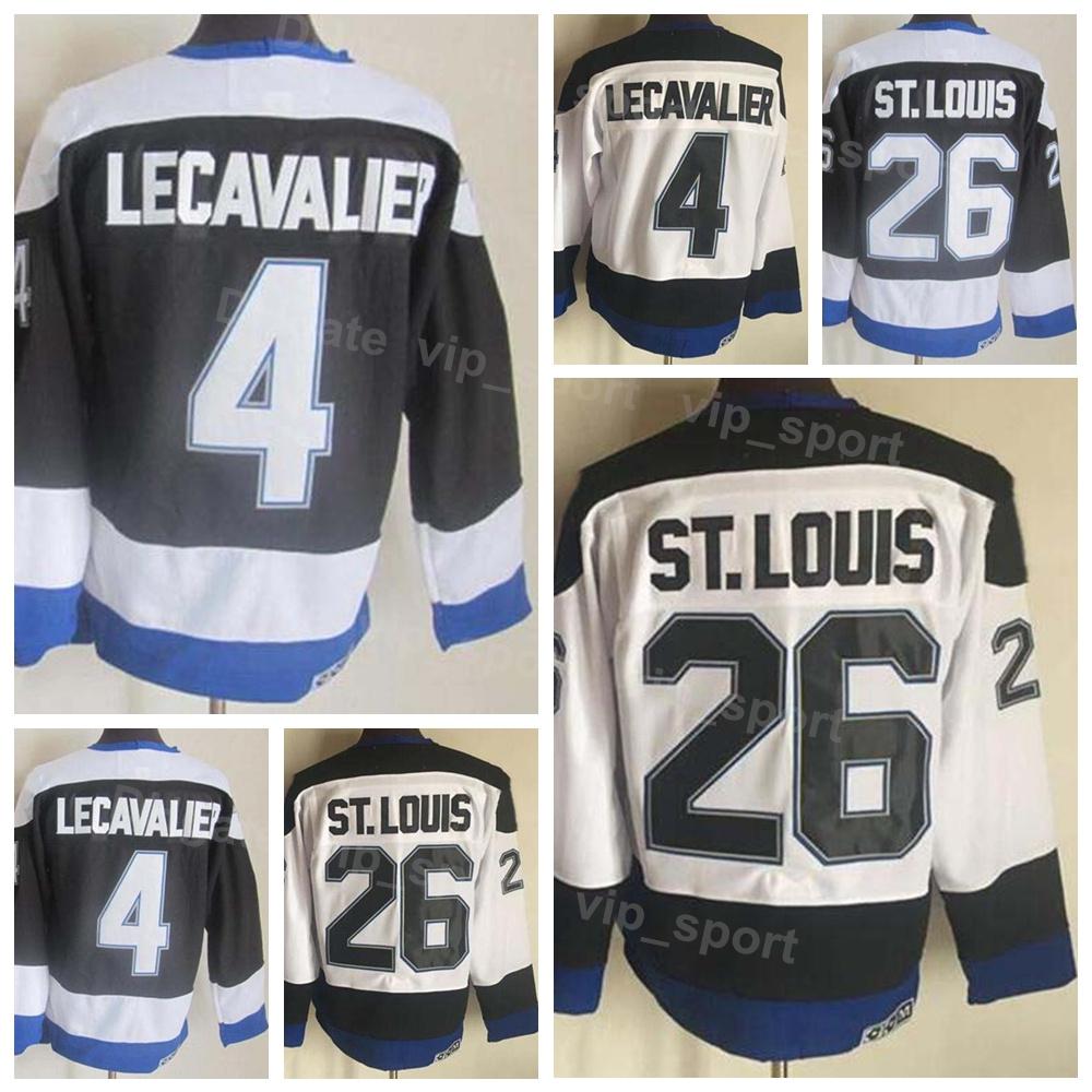 

Men Ice Hockey Vintage 4 Vincent Lecavalier Retro Jerseys 26 Martin Breathable Home Black White Away Embroidery And Stitched Pure Cotton For, 4 black