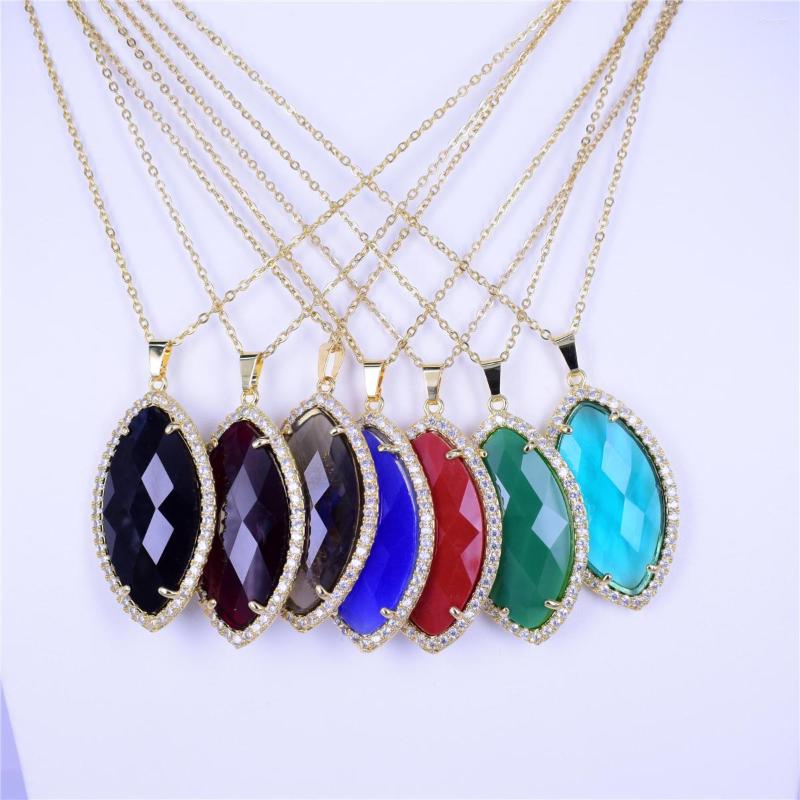 

Chains 2023 Initial Jewelry Charm Fashion Declaration Rhombus Pendant Necklace K9 Crystal Glass Gem Gold Female
