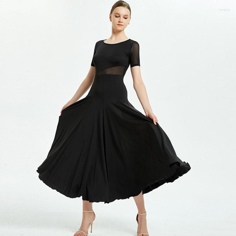 

Stage Wear Modern Dance Practice Dress Sexy Women Ballroom Competition Big Swing Waltz Dancing, Black