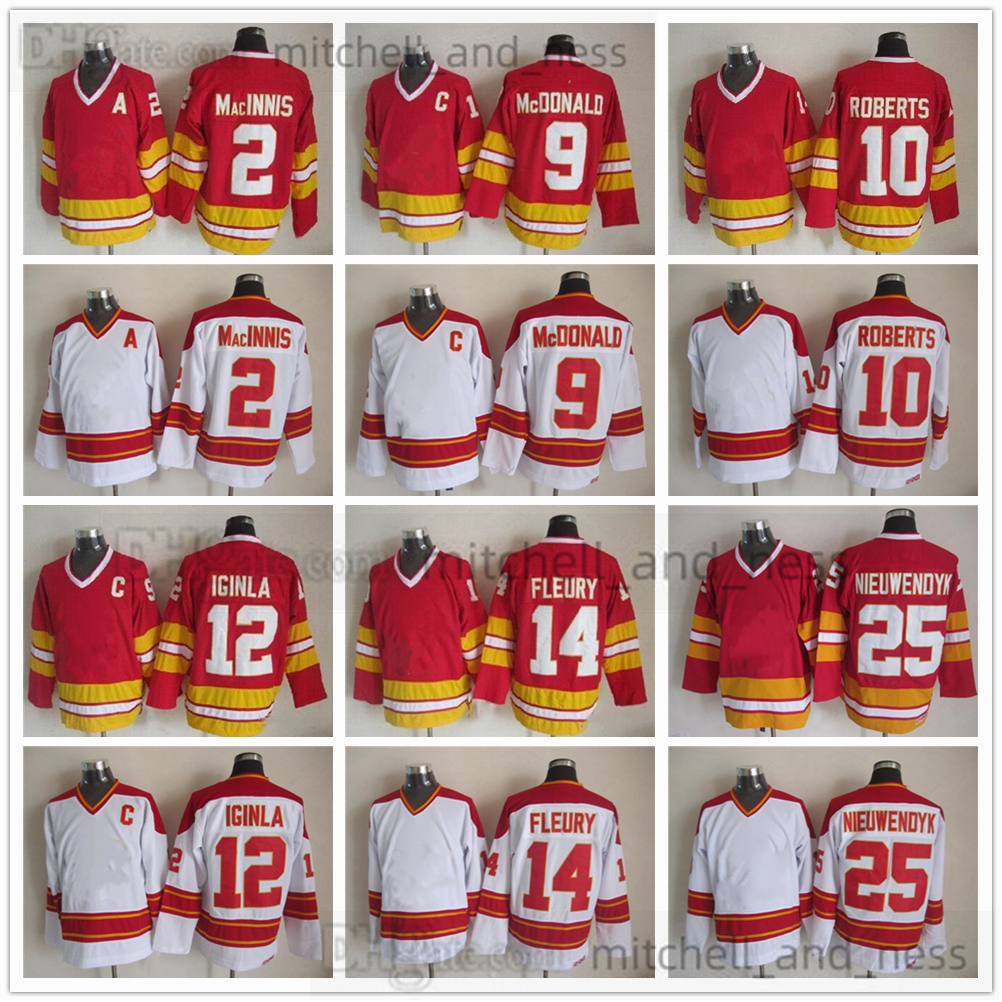 

Movie Vintage Hockey Jersey Retro CCM Embroidery 12 Jarome Iginla 2 Al Macinnis 9 Lanny McDonald 10 Gary Roberts 14 Theoren Fleury 25 Joe Nieuwendyk 30 Vernon Jerseys, Aspicture (with team name)