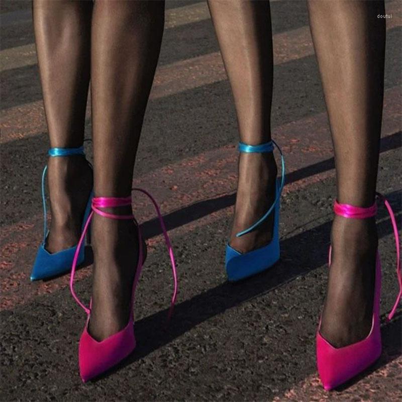 

Dress Shoes 2023 High Heel Fashion Pointed Toe Strap Sexy Solid Color Matte Pumps Stiletto Large Size Women's, Picture shown
