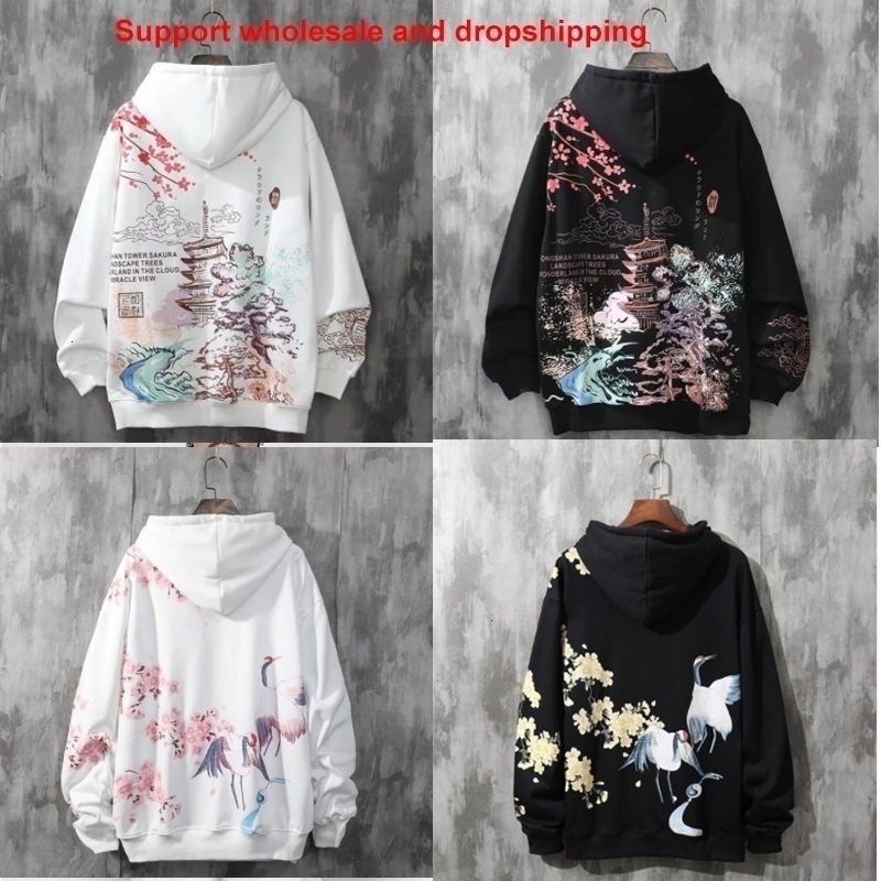 

Women's Hoodies Sweatshirts Wholesale Drop Anime Chinese Style Black Harajuku Oversized Pullovers CS455 230316, White664