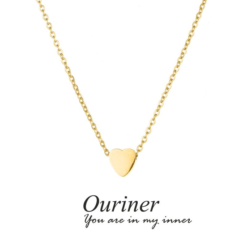 

Pendant Necklaces Ouriner Gold Stainless Steel Heart Necklace Women Aesthetic Chokers For Wholesale Fashion Jewelry
