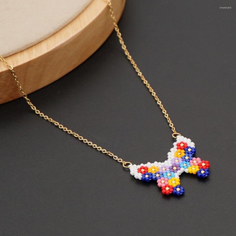 

Chains Go2boho Butterfly Jewelry Necklace For Girl Miyuki Pendant Necklaces Women Stainless Steel Chain Seed Bead Woven Wholesale 2023