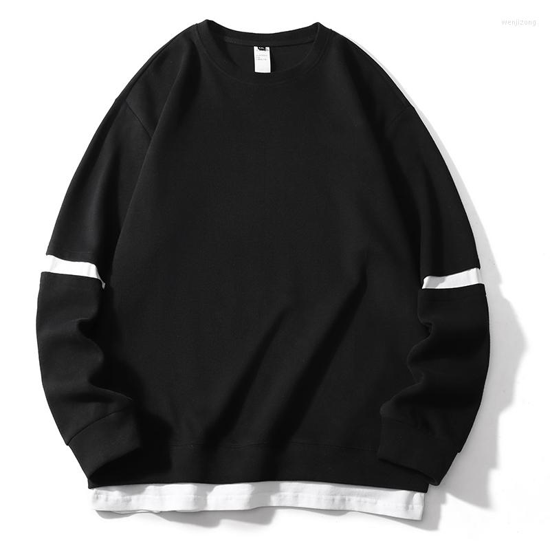 

Men's T Shirts 2023 Men'S Fashion Round Neck Long Sleeve Top Youth Versatile Solid Color Student Pullover Korean Splicing Fake Two, Black