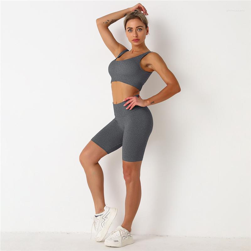 

Active Sets Seamless Women Yoga Set Workout Shirts Sport Shorts Bra Gym Clothing Short Crop Top High Waist Running Leggings Sports