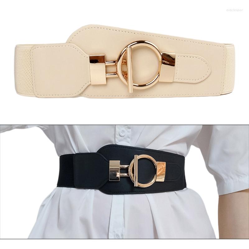 

Belts HXBA Women Skinny Waist Belt For Dresses Retro Elastic Ladies Band Solid Color, White