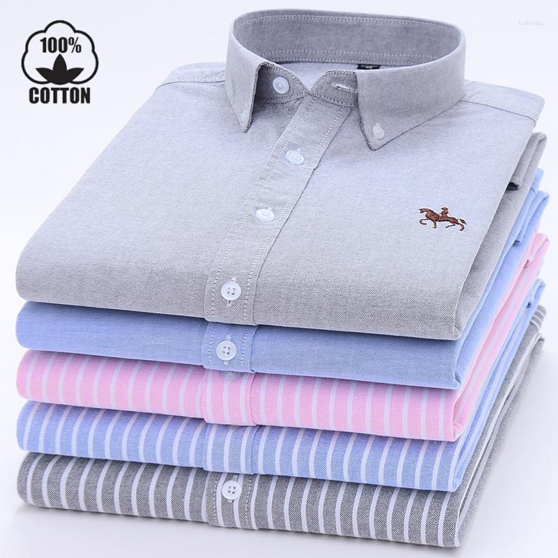 

Men's Casual Shirts 6XL Cotton Oxford Men's For Man Long Sleeve Dress Shirt Men Embroidered Without Pocket Button Social Clothing, Green