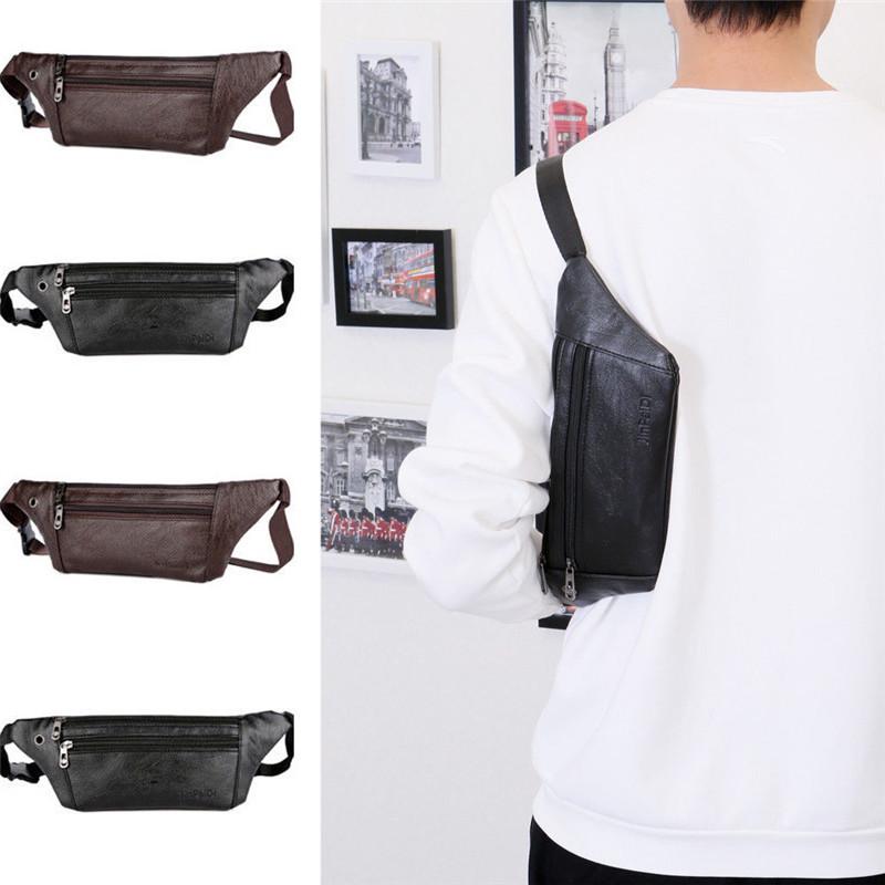 

Waist Bags Men Leather Color Fanny Pack Kids Mini Belt Bag Purse Hip Small Travel Pouch, Black