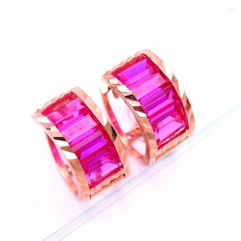 

Dangle Earrings 585 Purple Gold Geometric Pink Gemstone For Women Classic 14k Rose Glamour Party Engagement Jewelry
