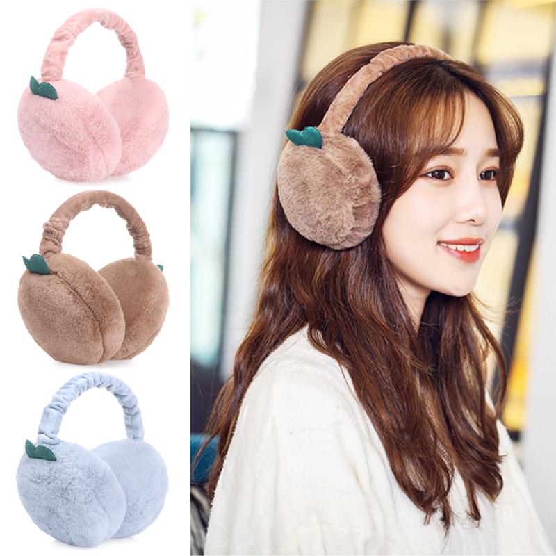 

Berets Autumn Winter Plush Fur Warm Cute Skiing Earflap Ear Warmers Anti-Windshield Foldable Earmuffs, White