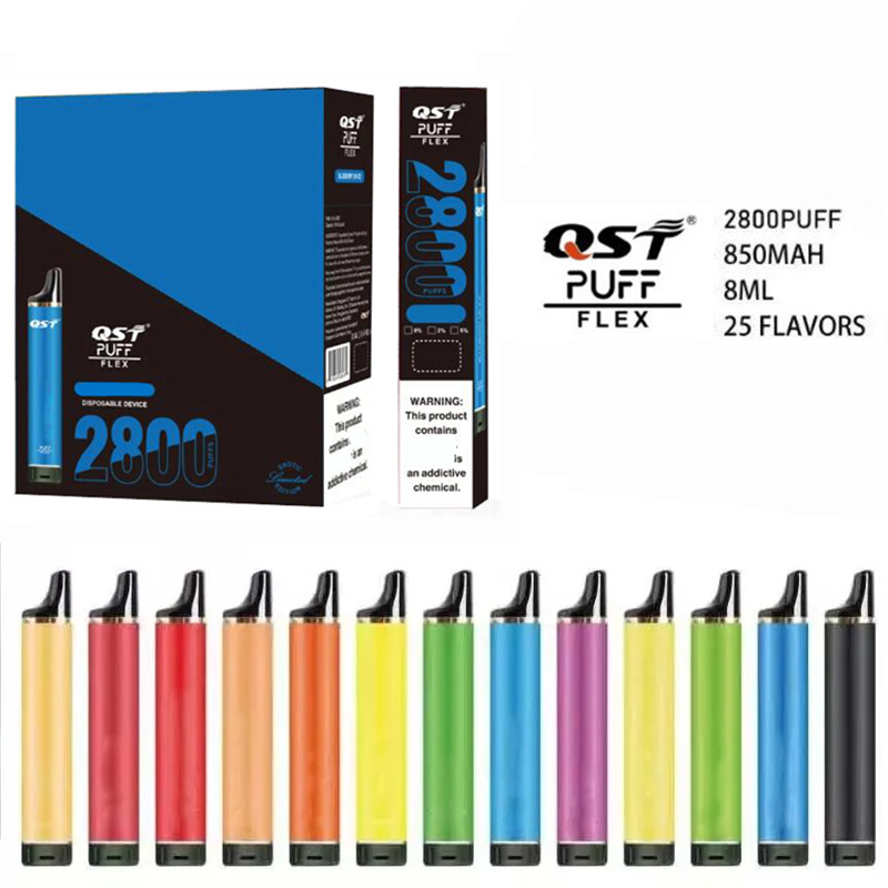

Original QST Puff Flex Disposable Vape 2% 5% E Cigarette 2800 Puffs 850mAh 8ml Pre-filled Pods Cartridges 25 Colors Vaporizers Electronic Cigarettes