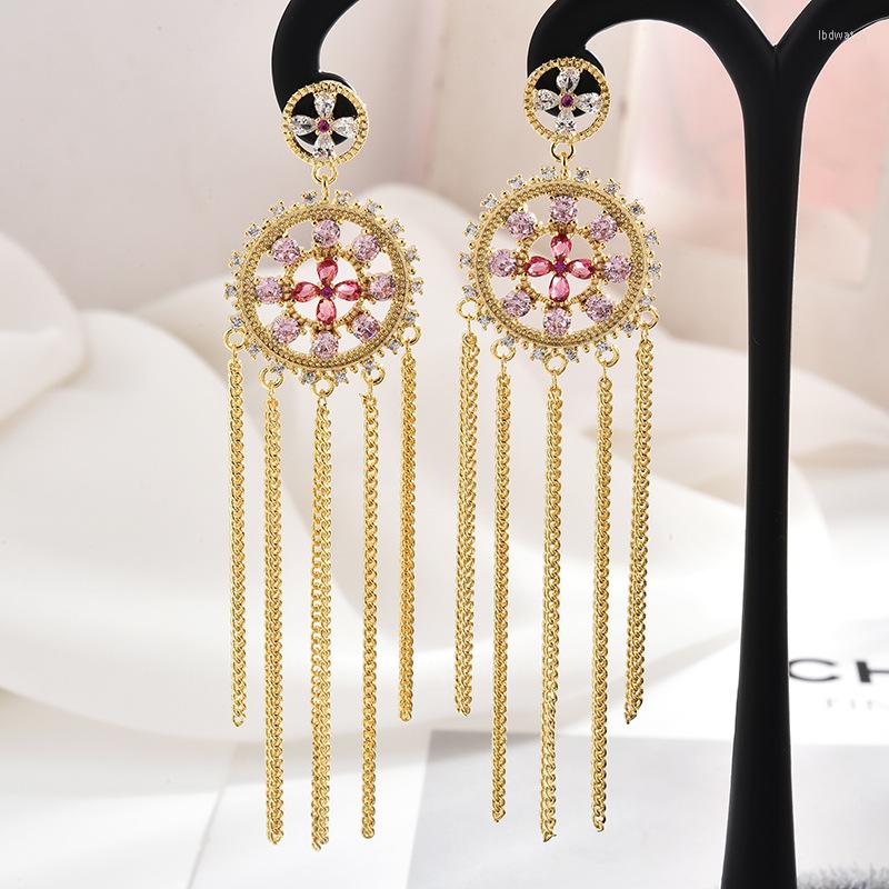 

Dangle Earrings Korea Fashion Tassel Luxury Wedding Party Bridal Round Long Stud Personality Xmas Gifts