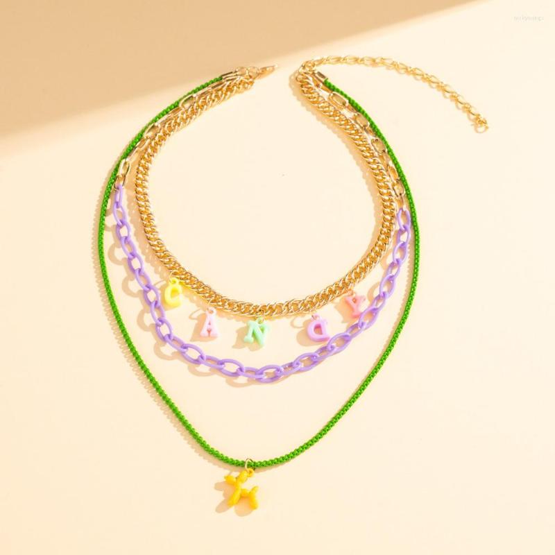 

Chains Necklace Simple Fashion Letter Cartoon Cute Candy Multilayer