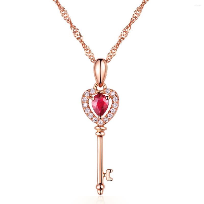 

Chains Style Personality High-end Pigeon Blood Plated 18K Rose Gold Key Pendant