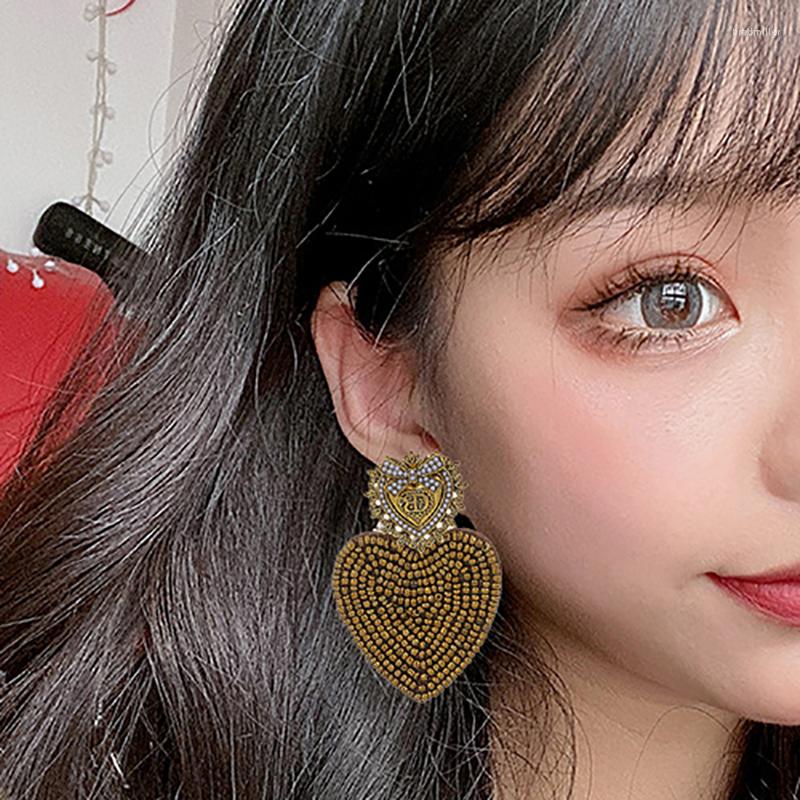 

Dangle Earrings ZHINI Bohemia Gold Metal Heart For Women Personality DIY Design Handmade Bedas Earring Jewelry Brincos