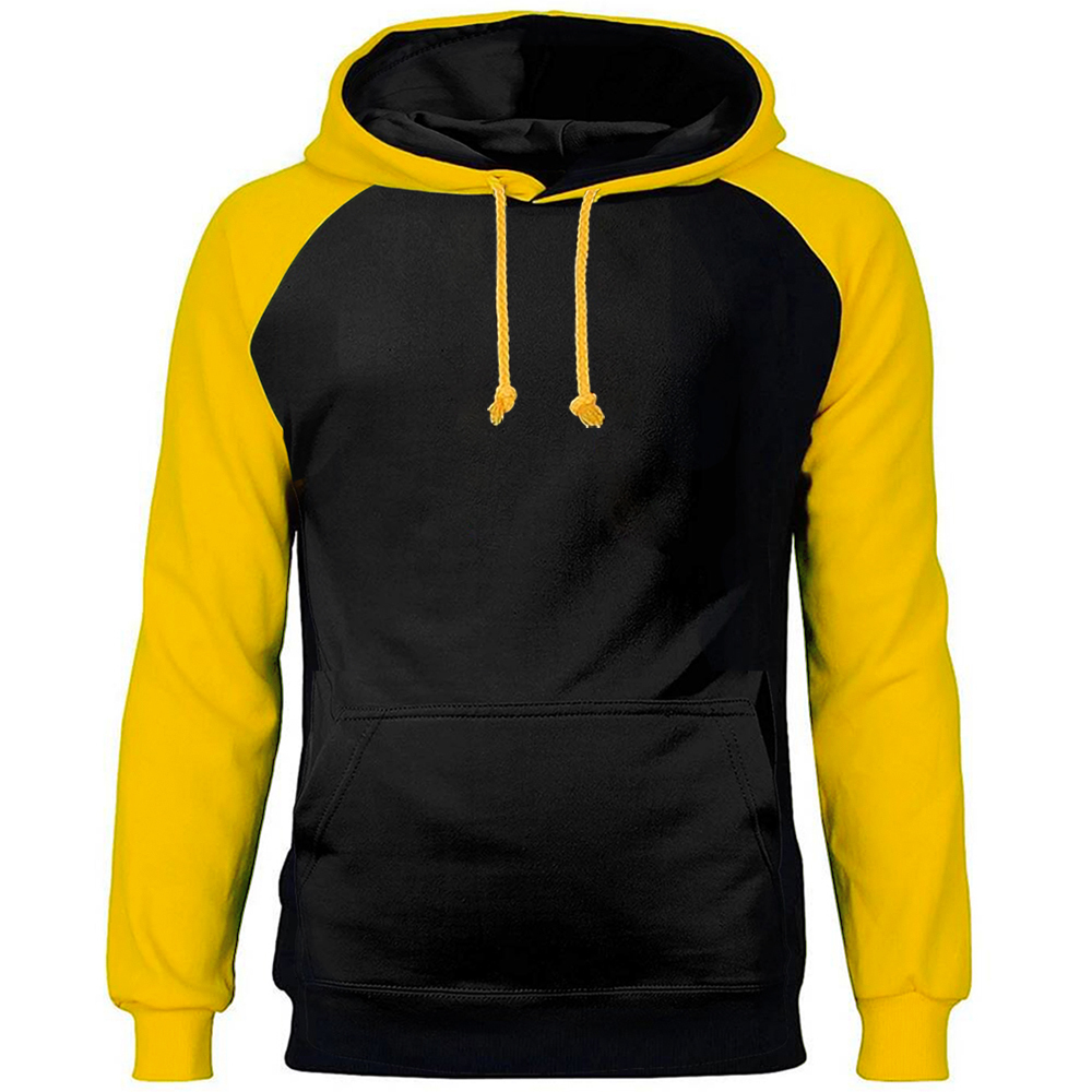 

Mens Hoodies Sweatshirts Solid Color Mens raglan Hoodies Hooded Sweatshirts Winter Fleece Warm Red Hoody casual black High Quality Top Thick 230316, Yellow black