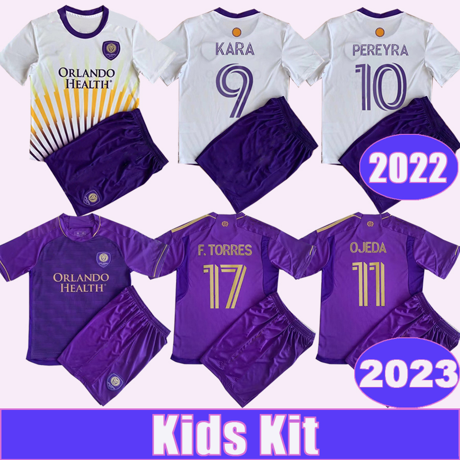 

2022 23 Orlando City SC KARA PEREYRA Kids Kit Soccer Jerseys RUAN JANSSON PATO F. TORRES PEREA Home Away White Football Shirt, Tz13088 2023 home no socks