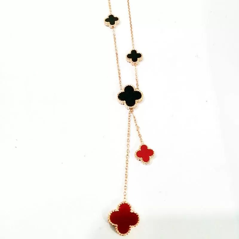 Double Side Clover Pendant Necklace Elegant Women Gift Jewelry-image-850916910