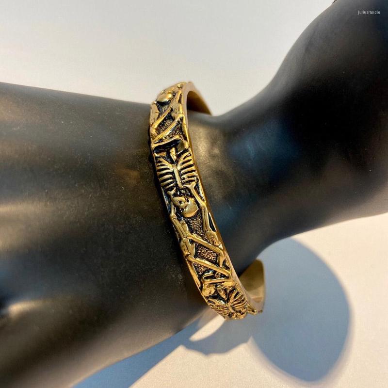 

Bangle Fashion Decadent Aesthetics Skull Unique Vintage Gold Color Punk Jewelry For Women Men