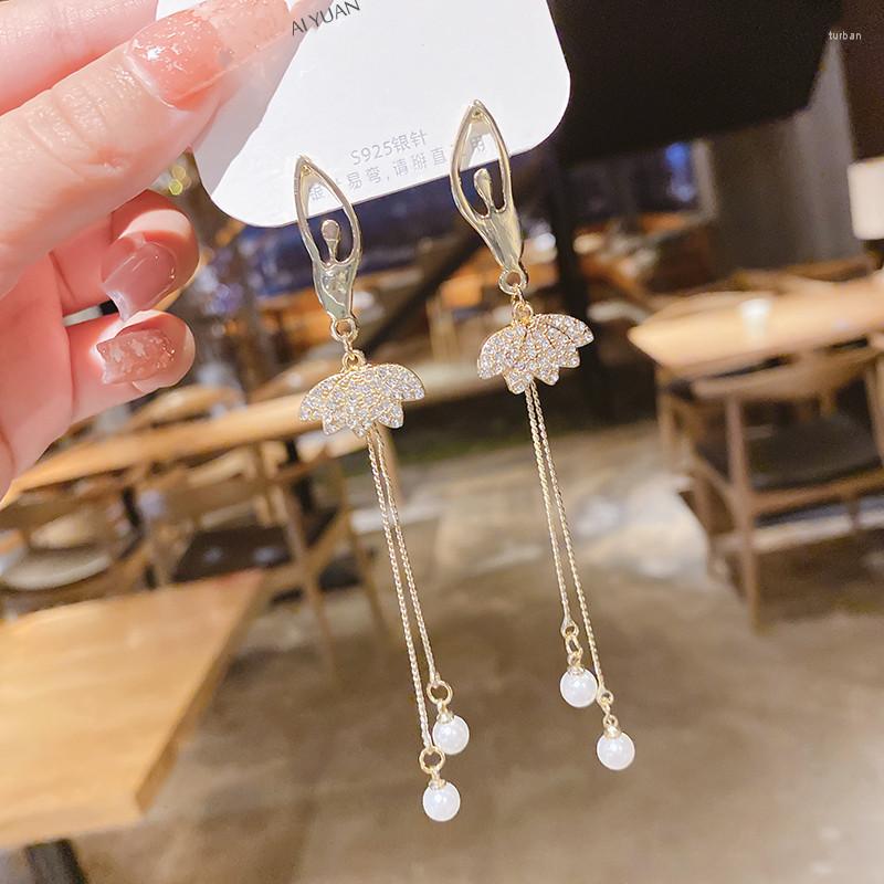 

Dangle Earrings Ballet Girl Long Korean Net Red Temperament Pearl Cartoon Wholesale