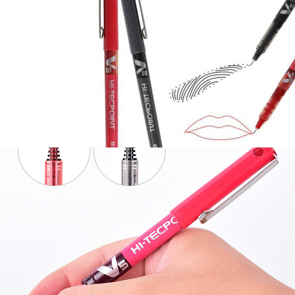 

Black Red Temporary Tattoo Microblading Skin Marker Pen Tattoo Skin Scribe Pen Permanent Makeup Tattoo Waterproof Eyebrow