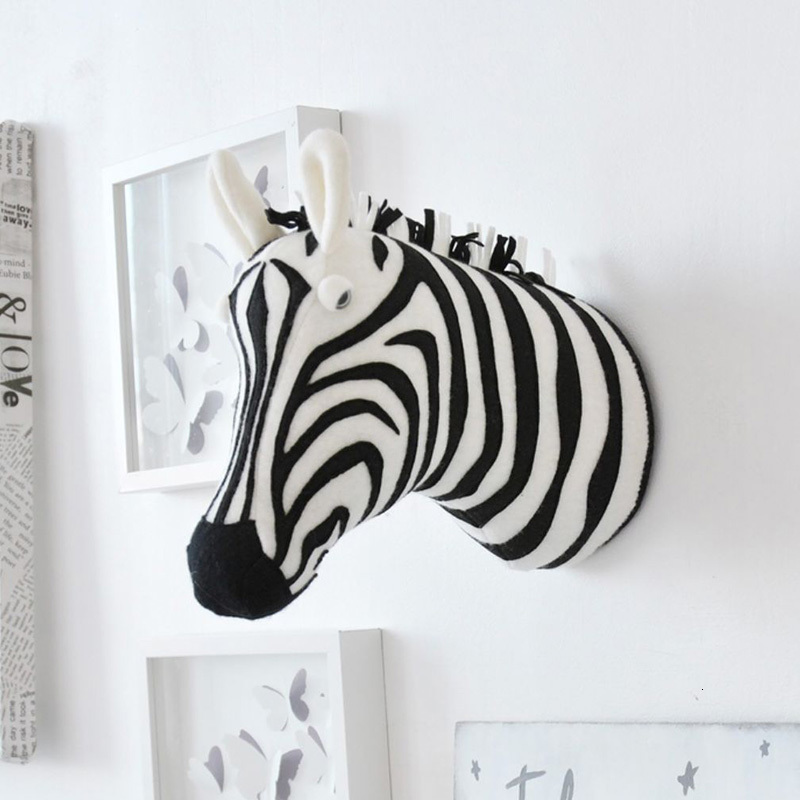 

Wall Decor 3D Animal Head Wall Mount Zebra/Elephant/Giraffe Stuffed Toys Children Kids Room Wall Hanging Decoration Birthday Christmas Gift 230317