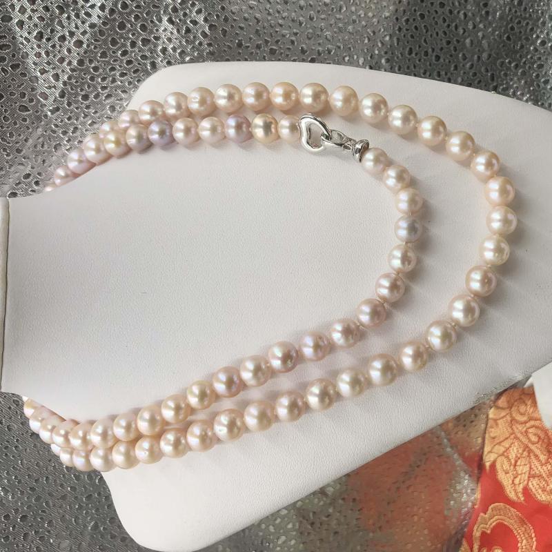

Choker 34" Long Sweater Freshwater Pearl Necklace Light Purple 8.5-9mm